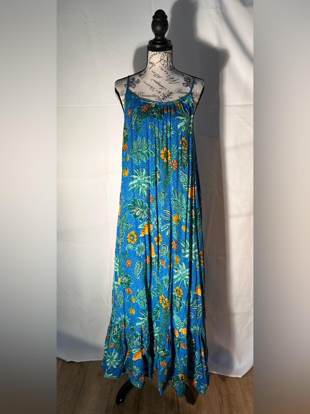 Japna Blue Tropical Print Beachwear maxi dress - Picture 4 of 12